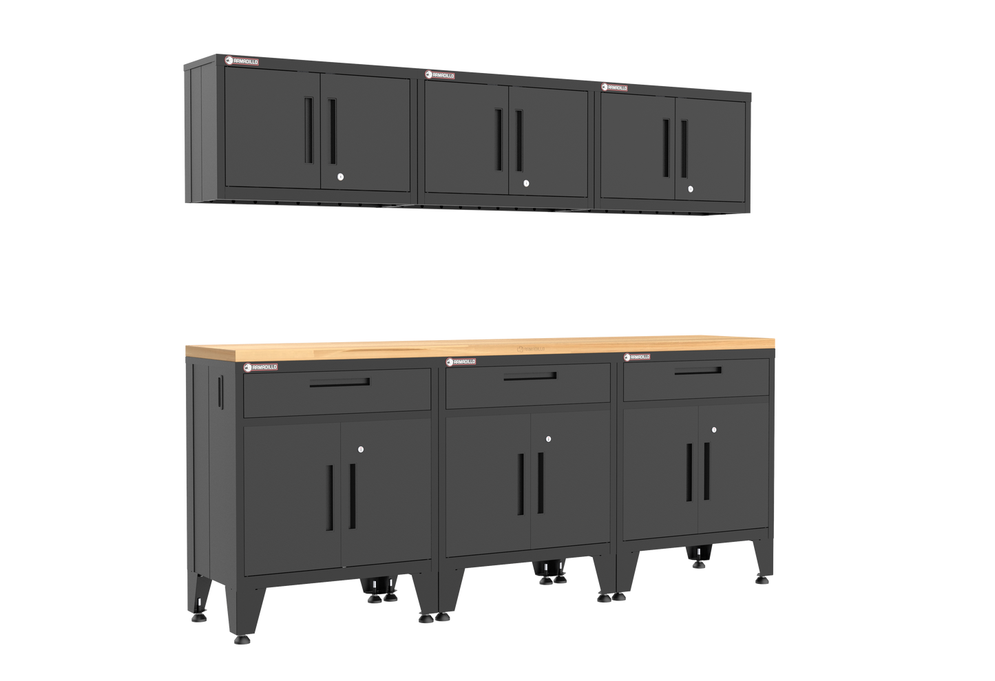 7-Piece Garage Cabinet Storage and Organization Set with Levelers in Black
