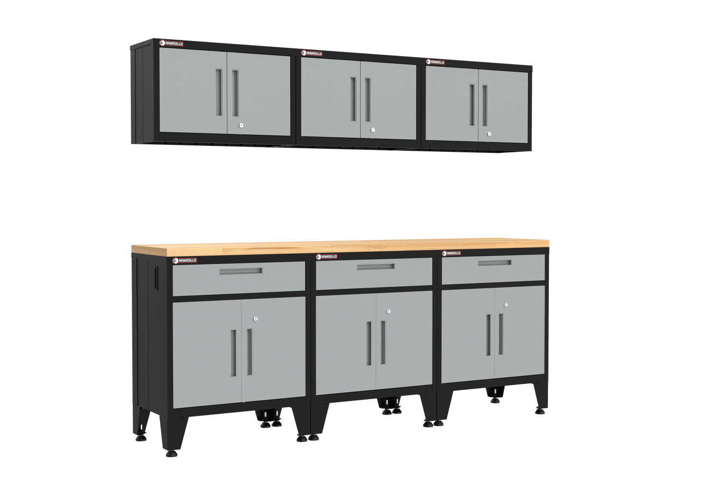 7-Piece Garage Cabinet Storage and Organization Set with Levelers in Grey