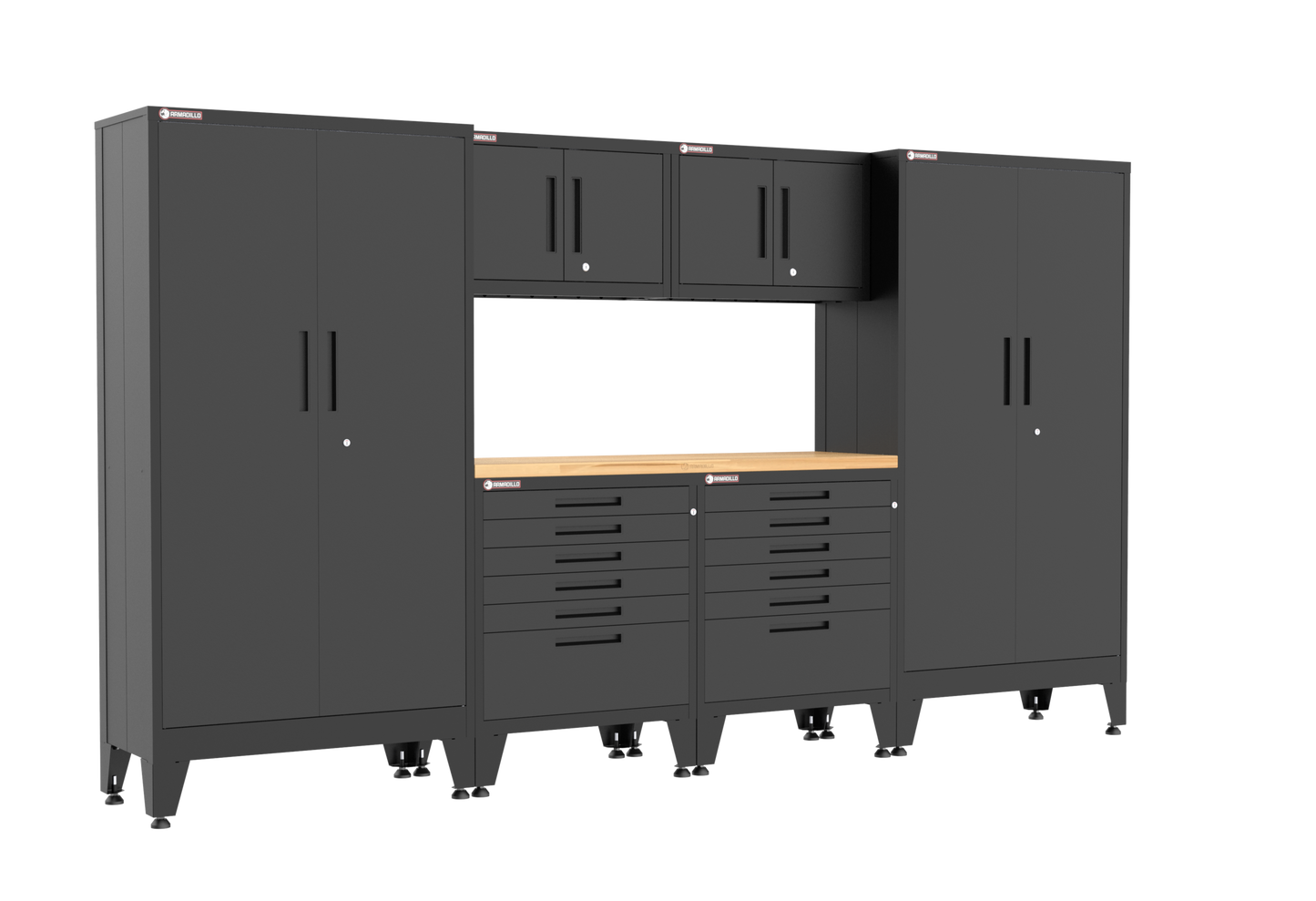 7-Piece Garage Cabinet Storage and Organization Set with Levelers in Black
