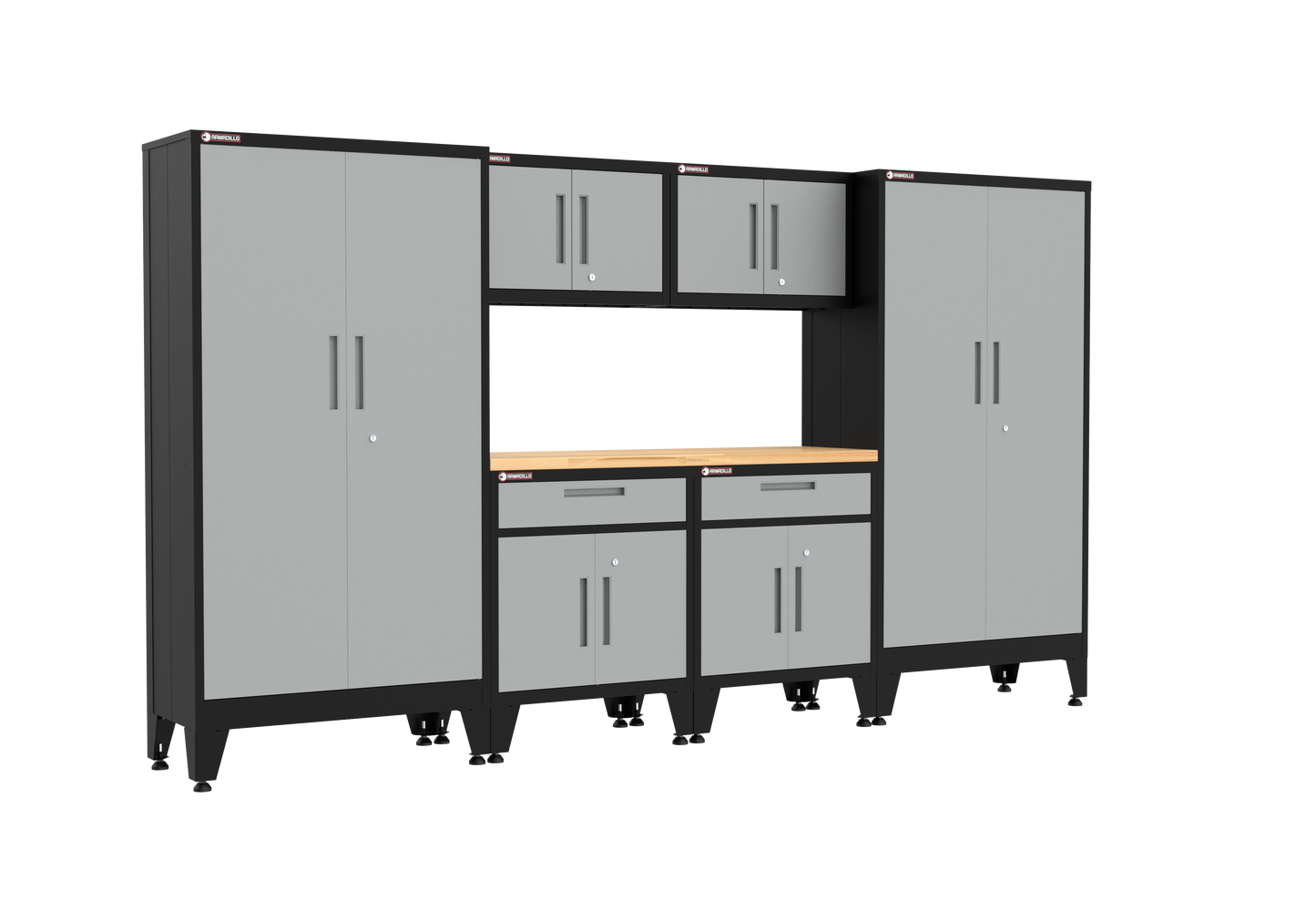 7-Piece Garage Cabinet Storage and Organization Set with Levelers in Grey