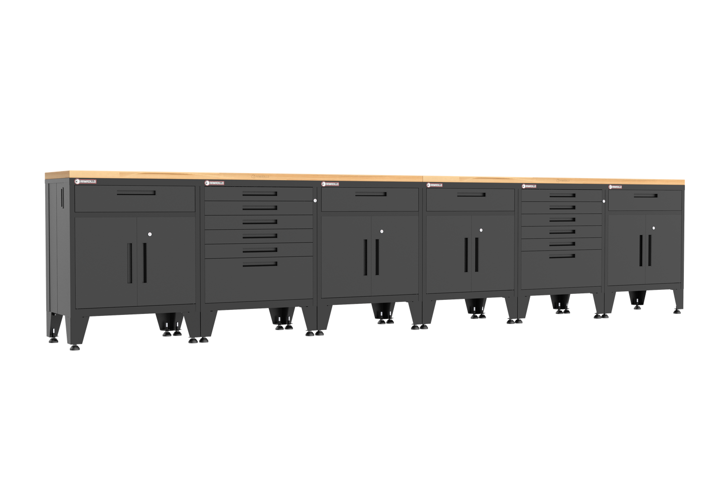 8-Piece Garage Cabinet Storage and Organization Set with Levelers in Black