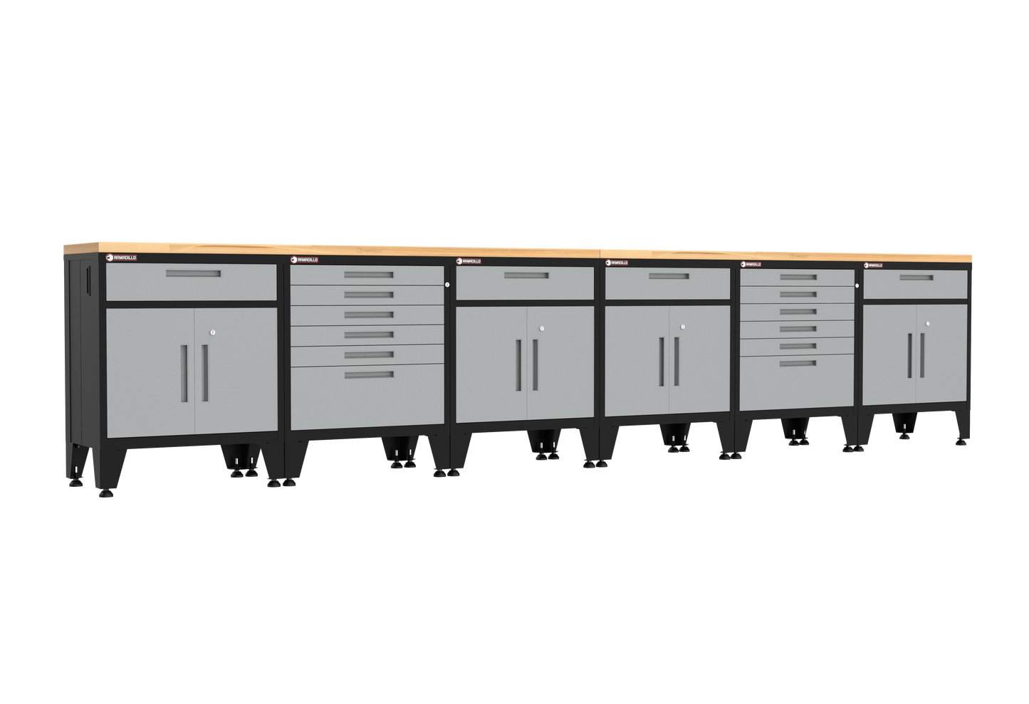 8-Piece Garage Cabinet Storage and Organization Set with Levelers in Grey