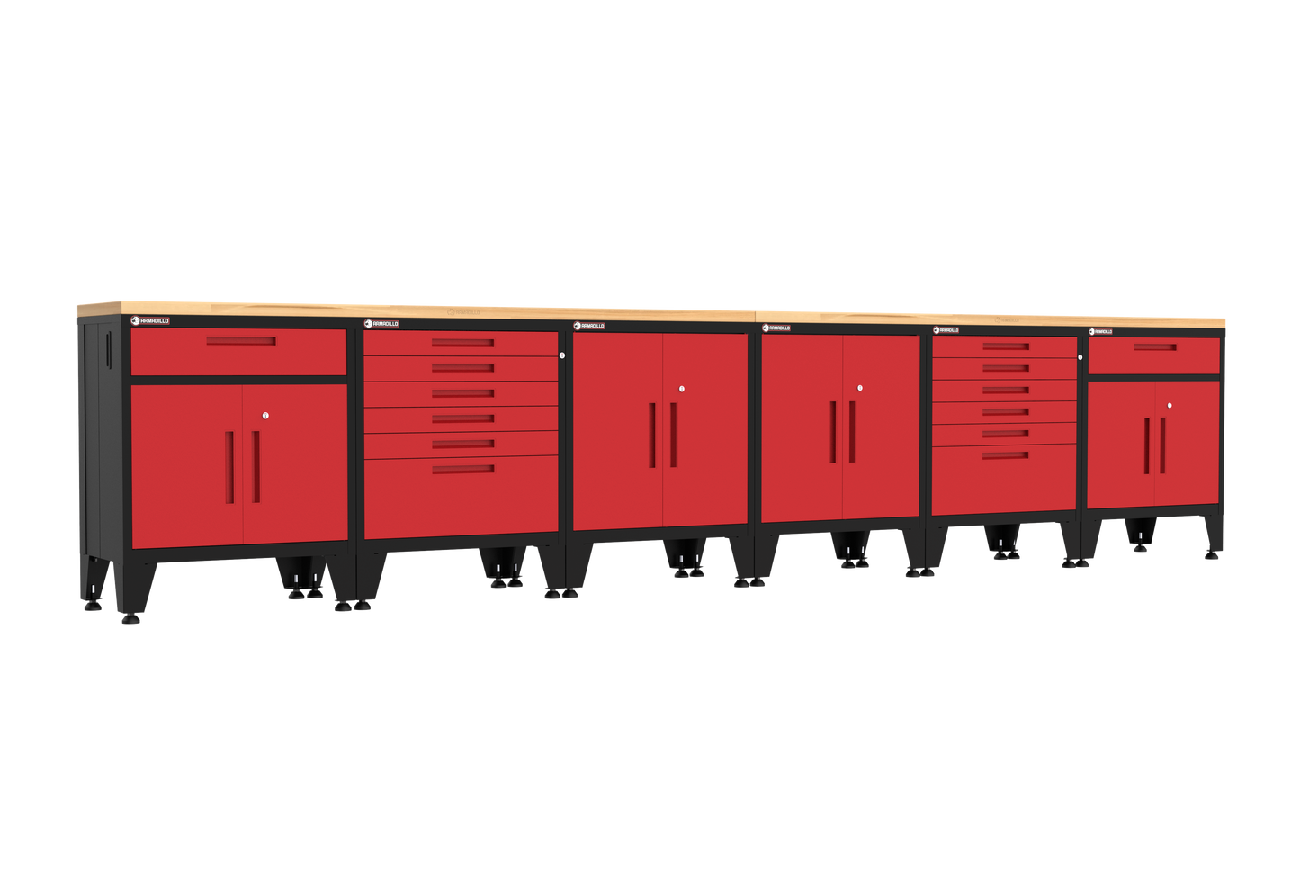 8-Piece Garage Cabinet Storage and Organization Set with Levelers in Red