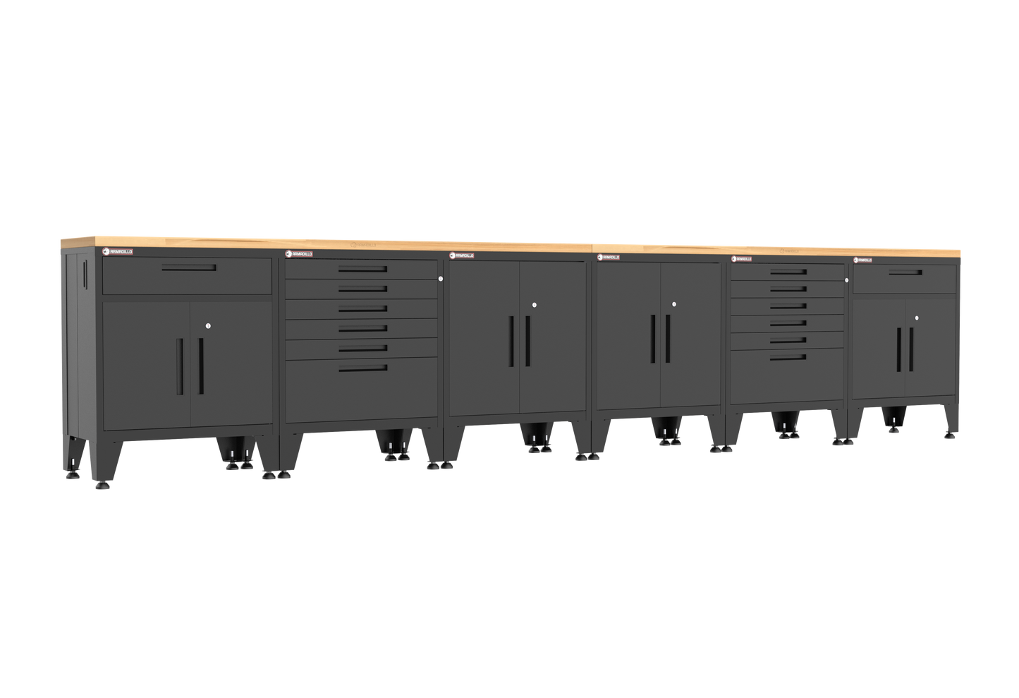 8-Piece Garage Cabinet Storage and Organization Set with Levelers in Black