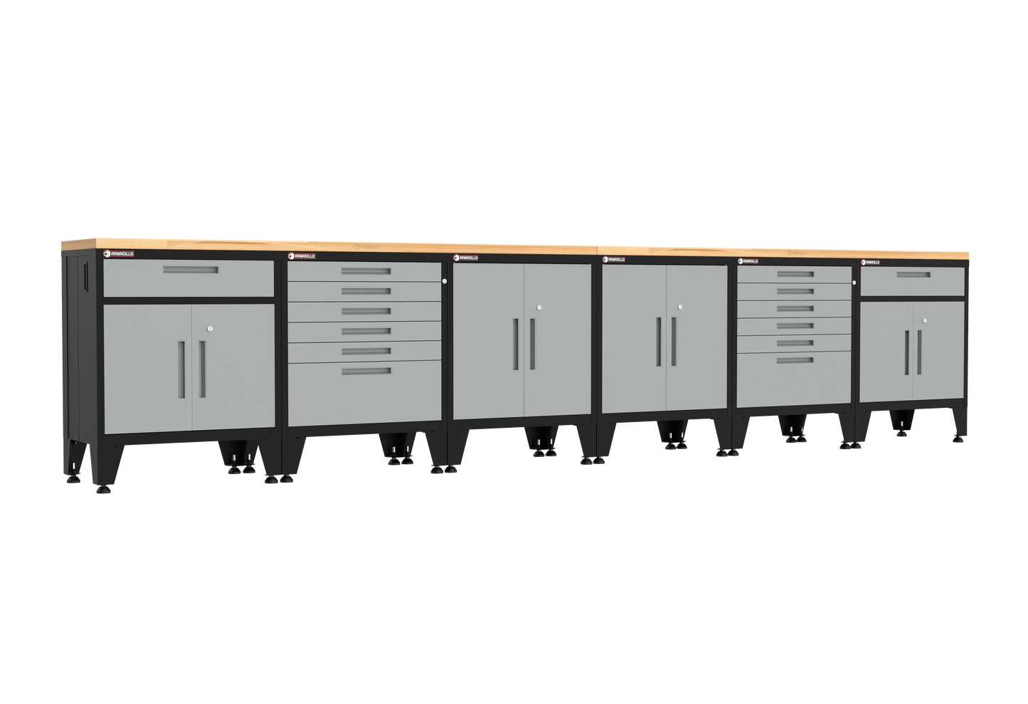 8-Piece Garage Cabinet Storage and Organization Set with Levelers in Grey