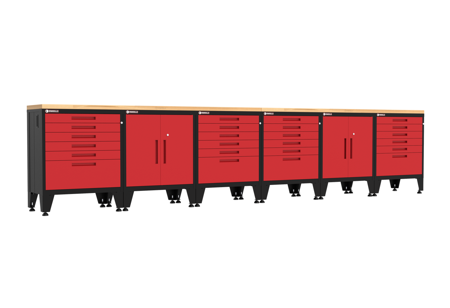 8-Piece Garage Cabinet Storage and Organization Set with Levelers in Red