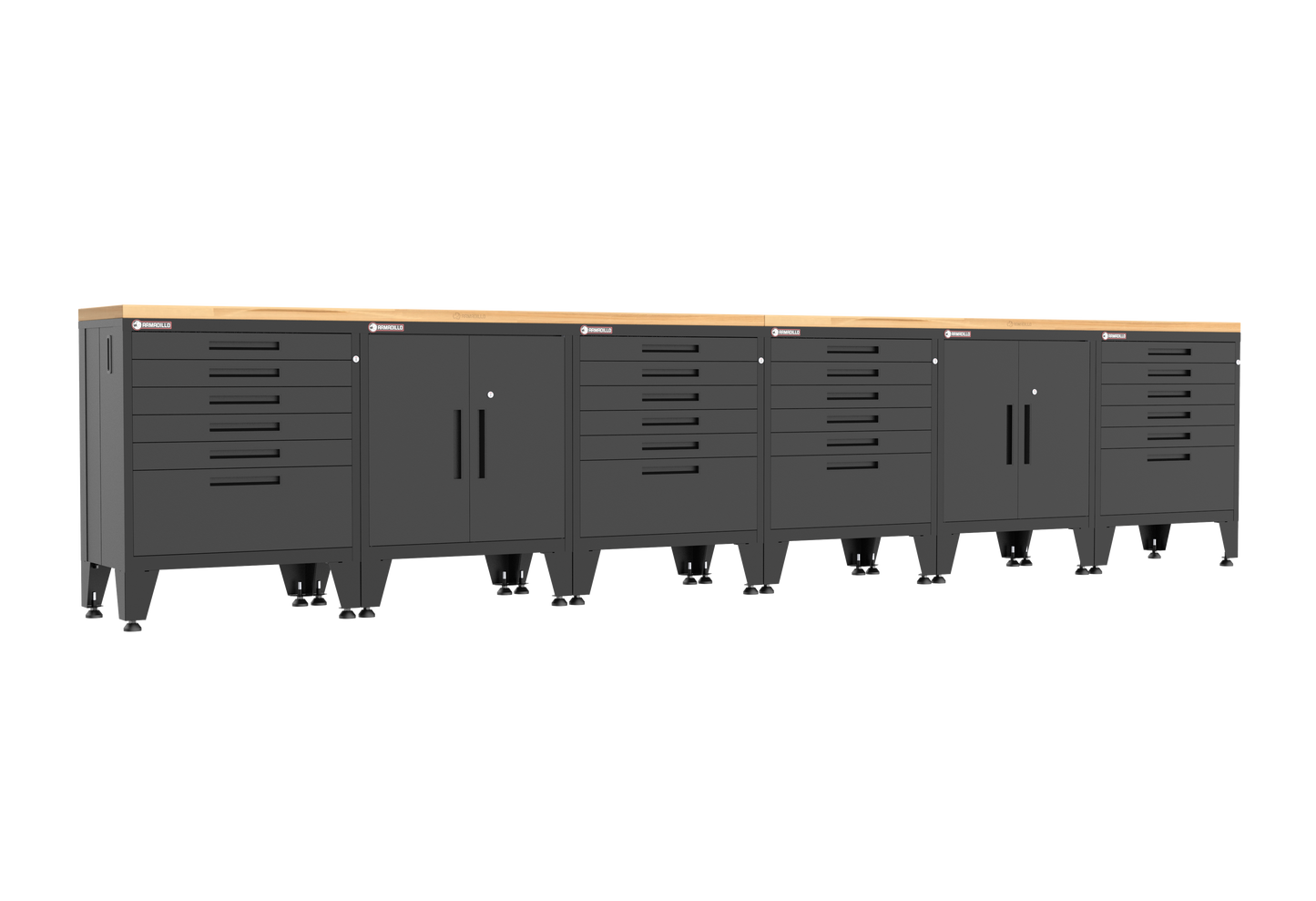 8-Piece Garage Cabinet Storage and Organization Set with Levelers in Black