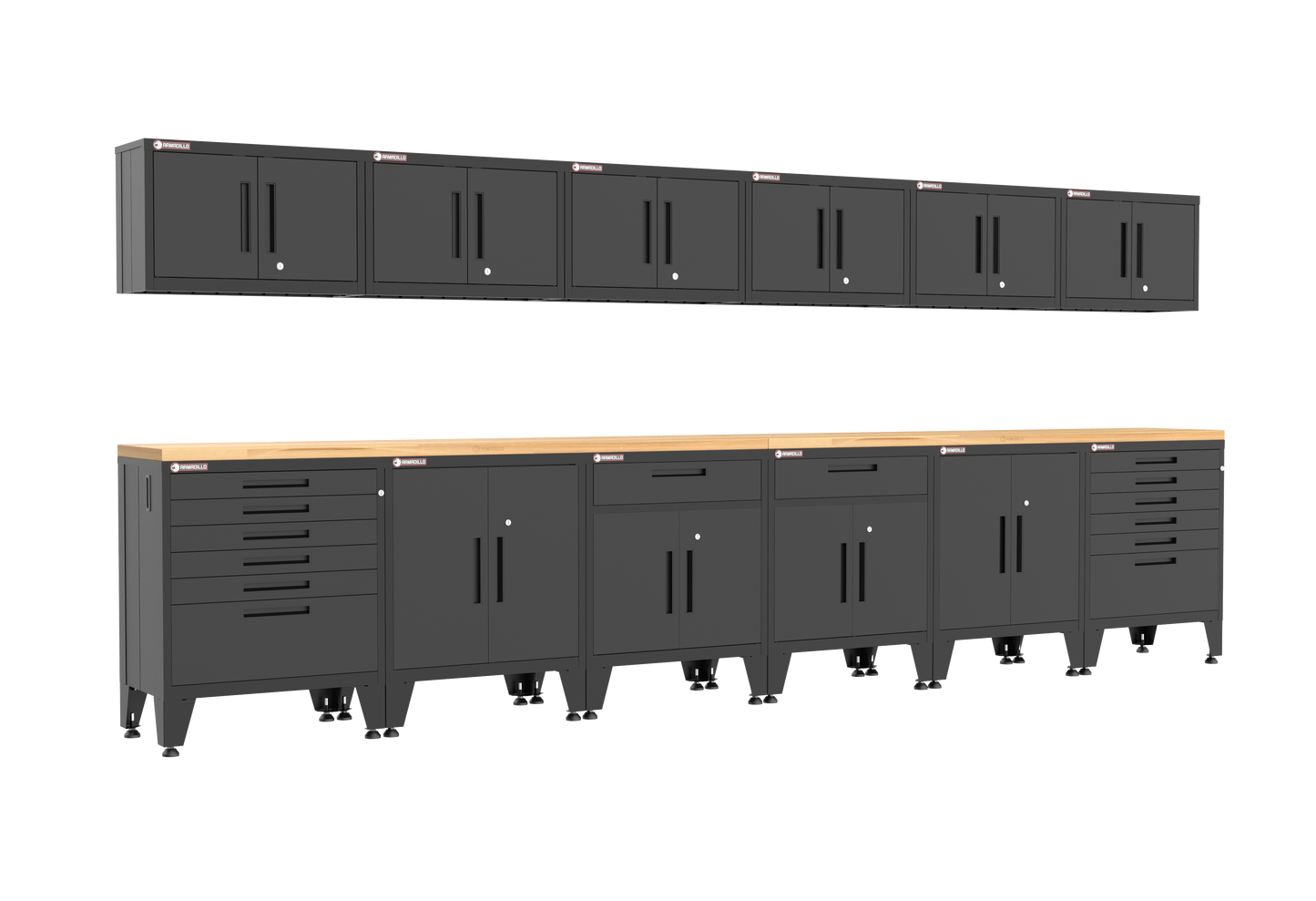 14-Piece Garage Cabinet Storage and Organization Set with Levelers in Black