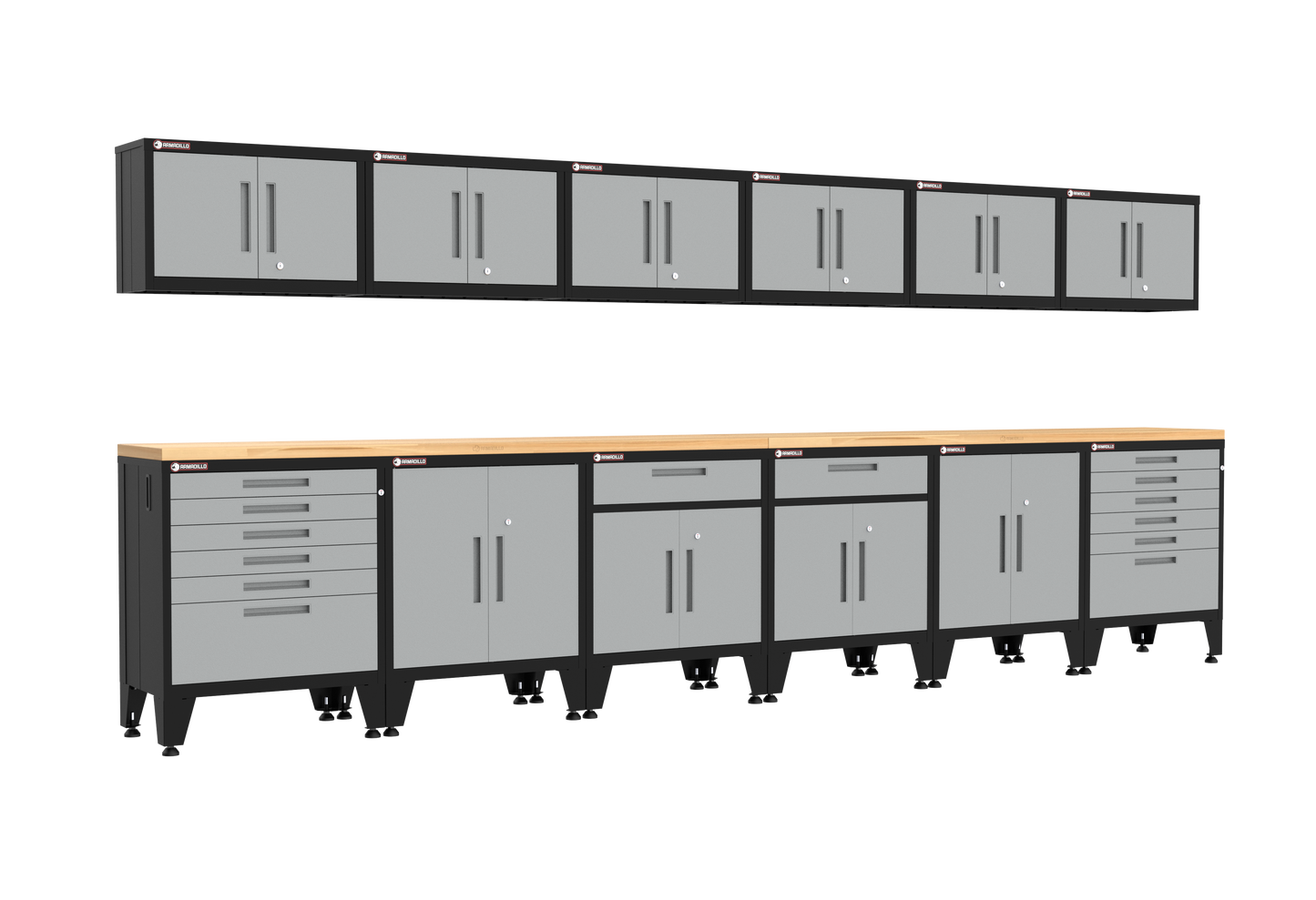 14-Piece Garage Cabinet Storage and Organization Set with Levelers in Grey