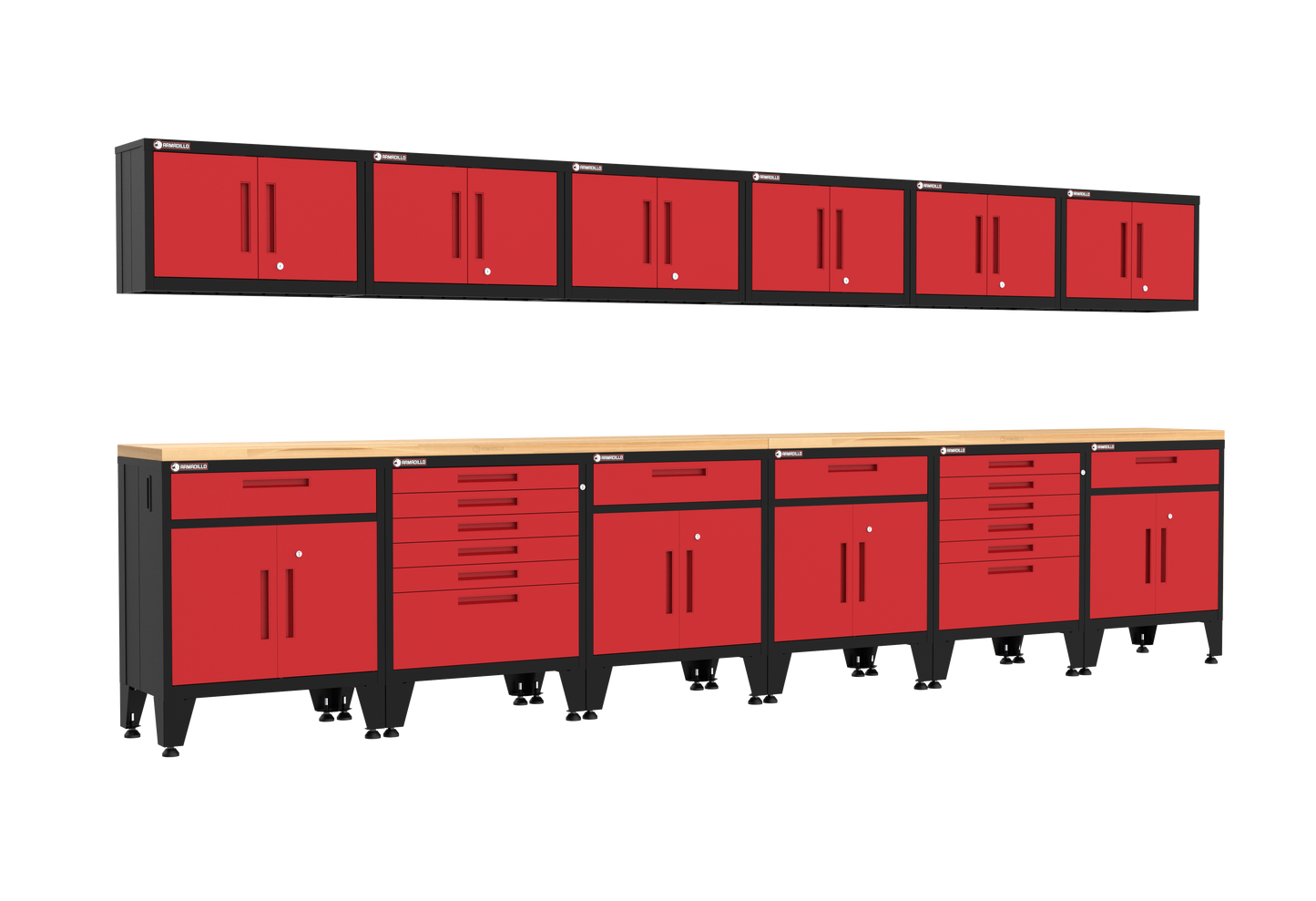 14-Piece Garage Cabinet Storage and Organization Set with Levelers in Red