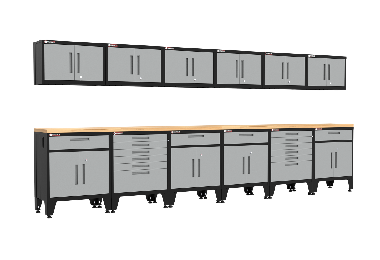 14-Piece Garage Cabinet Storage and Organization Set with Levelers in Grey