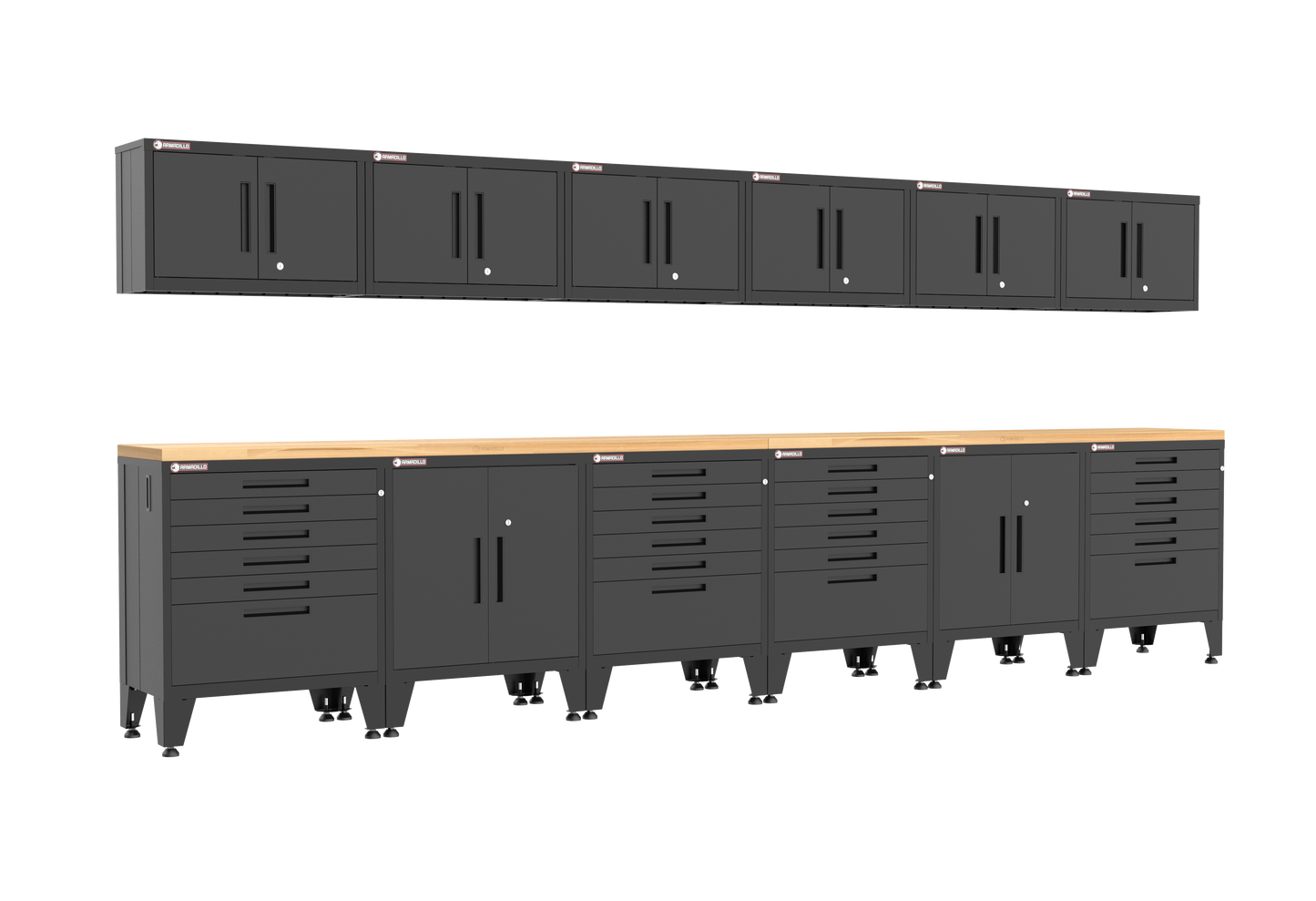 14-Piece Garage Cabinet Storage and Organization Set with Levelers in Black