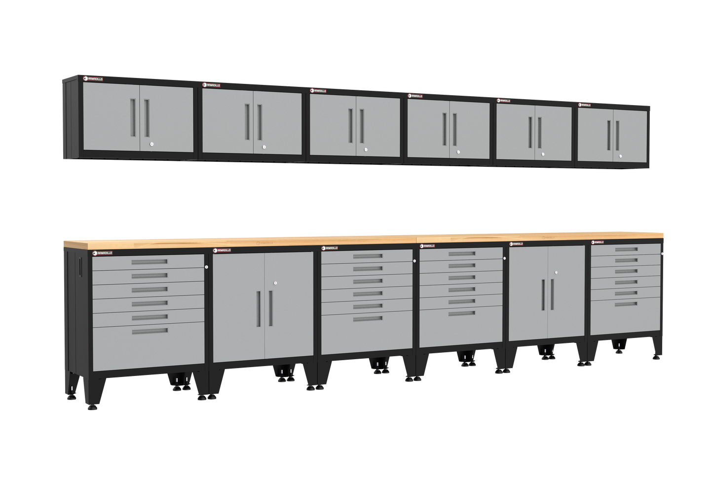 14-Piece Garage Cabinet Storage and Organization Set with Levelers in Grey