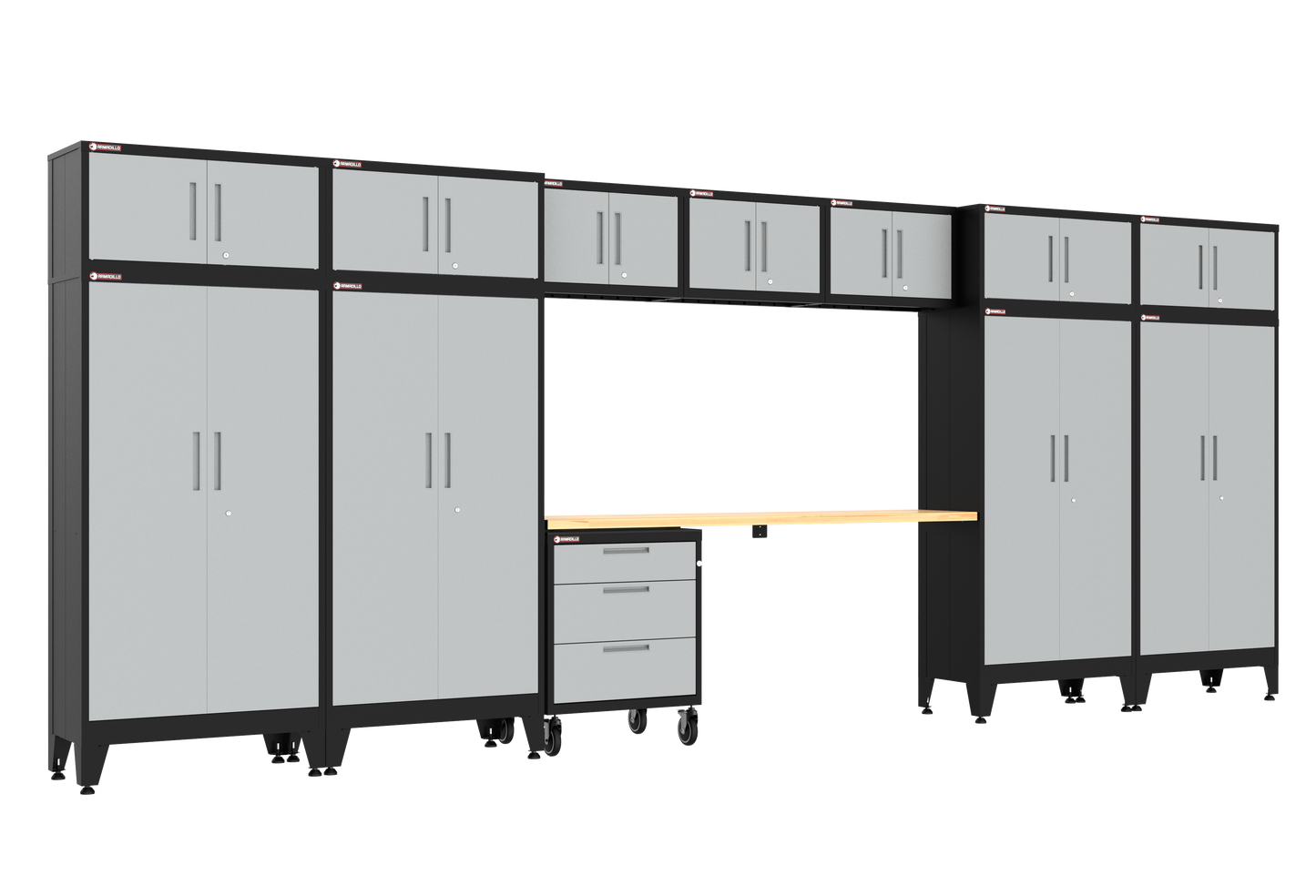 13-Piece Garage Cabinet Storage and Organization Set with Wheels in Gray