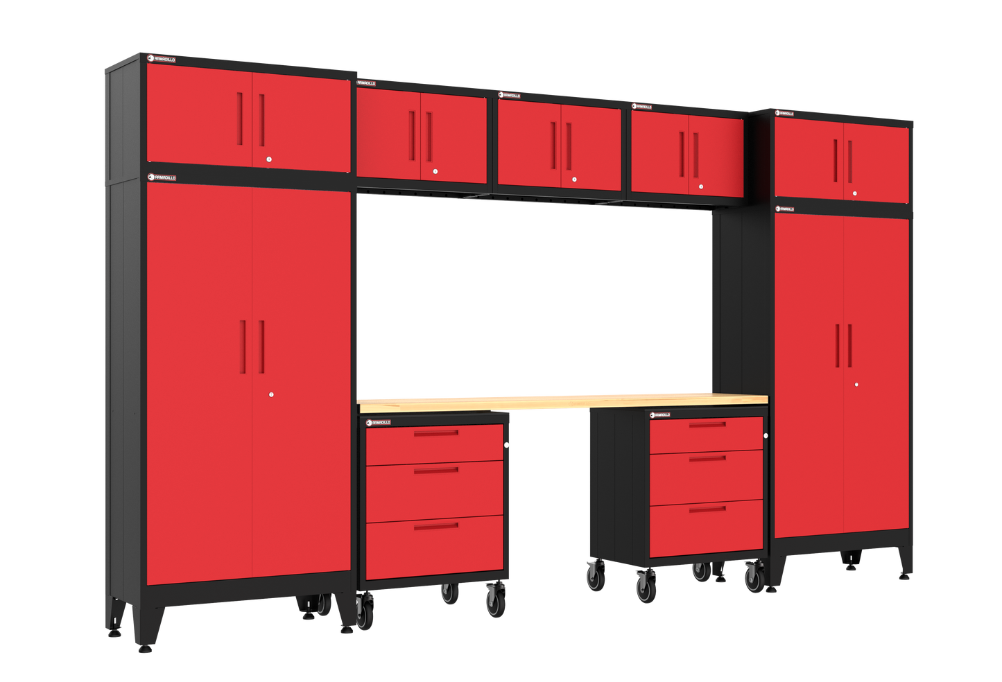 10-Piece Garage Cabinet Storage and Organization Set with Wheels in Red