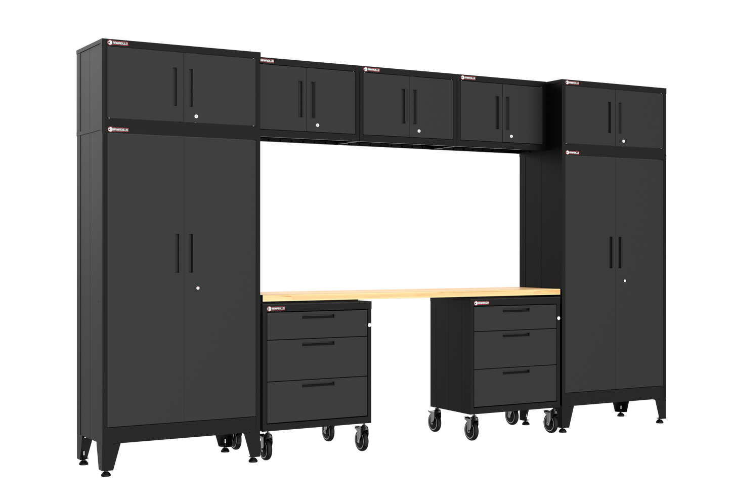 10-Piece Garage Cabinet Storage and Organization Set with Wheels in Black