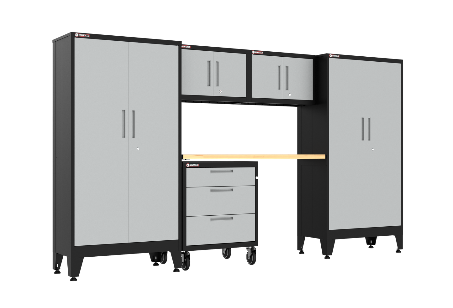 6-Piece Garage Cabinet Storage and Organization Set with Wheels in Gray