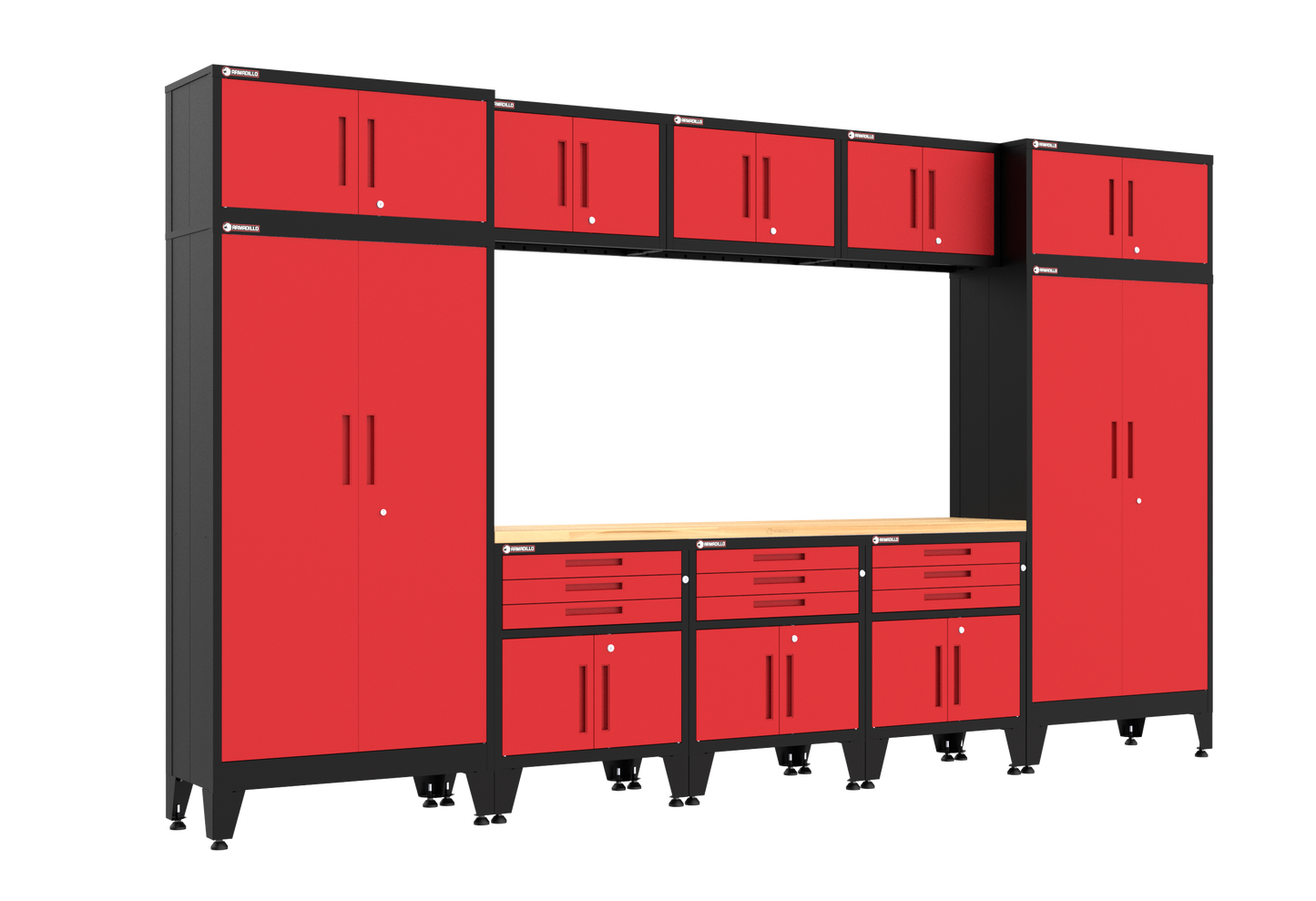 11-Piece Garage Cabinet Storage and Organization Set in Red