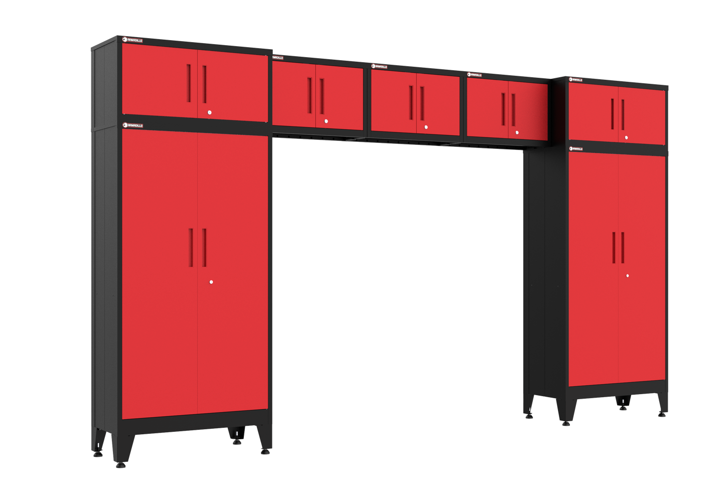 7-Piece Garage Cabinet Storage and Organization Set in Red