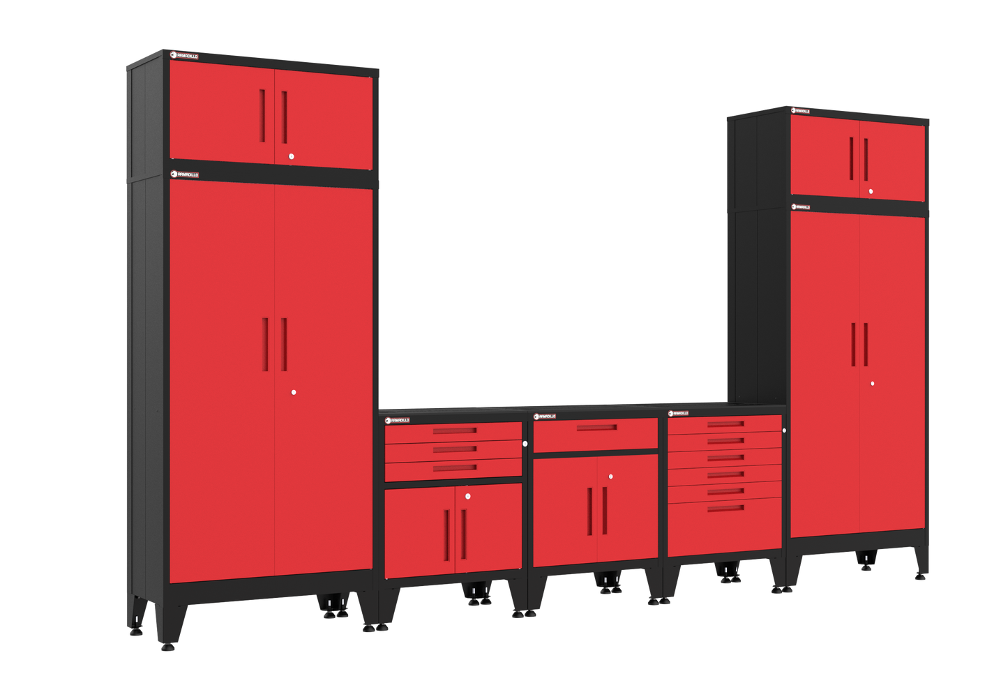 7-Piece Garage Cabinet Storage and Organization Set in Red