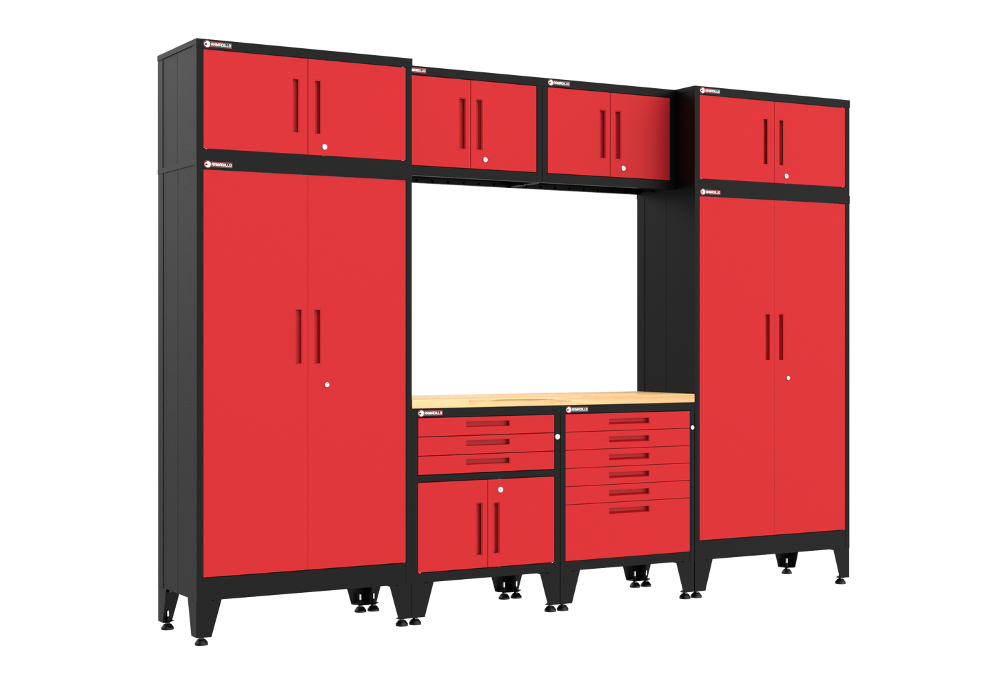9-Piece Garage Cabinet Storage and Organization Set in Red