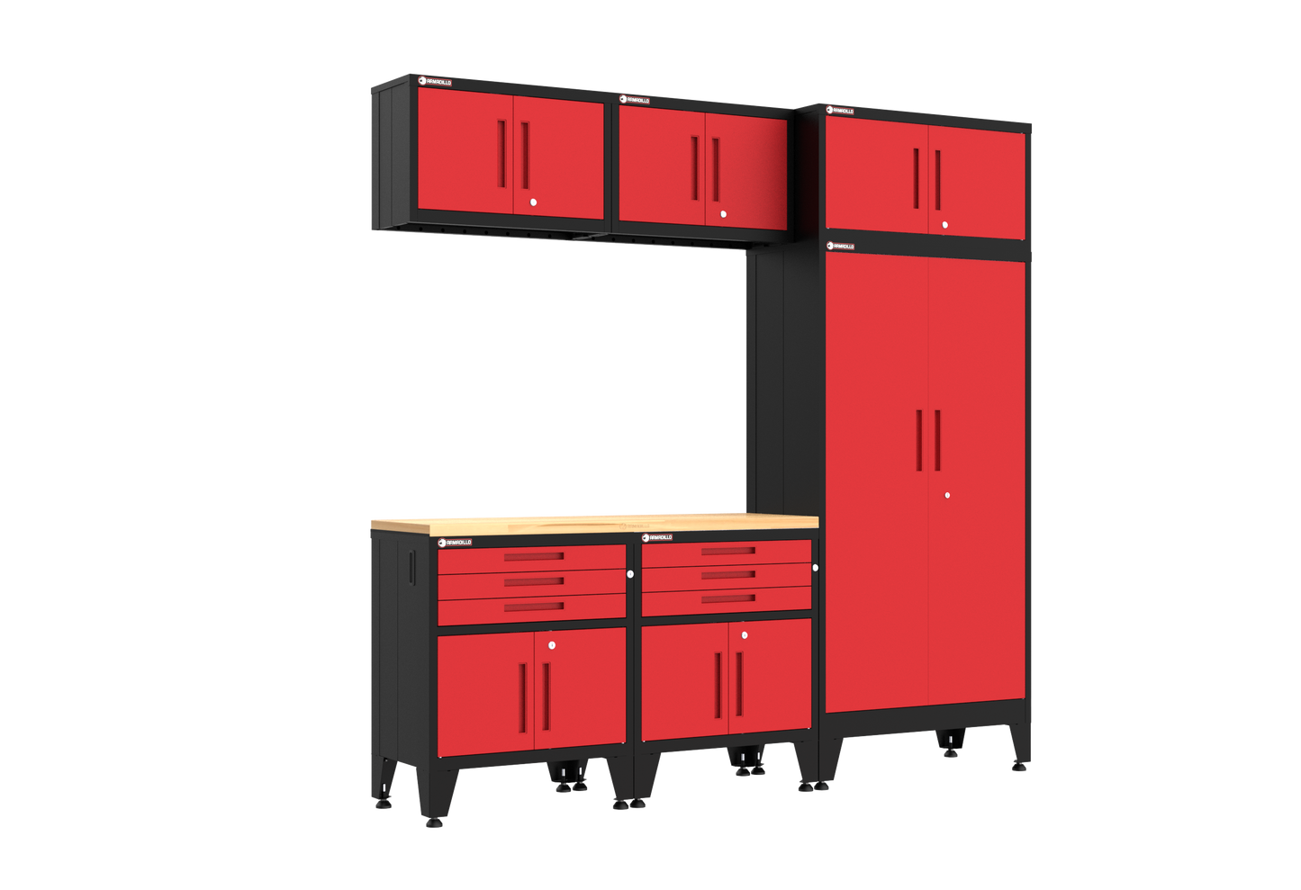 6-Piece Garage Cabinet Storage and Organization Set in Red