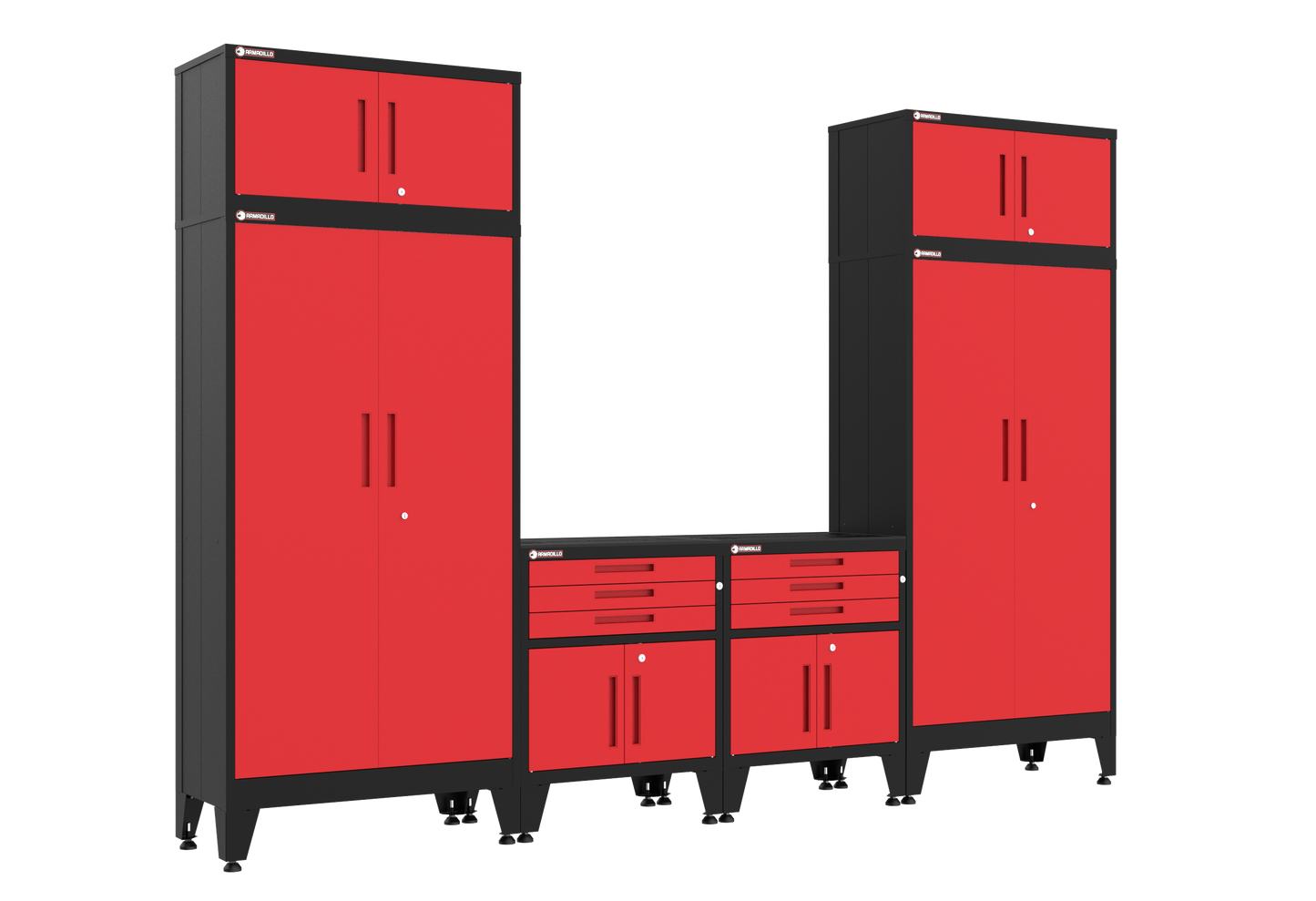 6-Piece Garage Cabinet Storage and Organization Set in Red