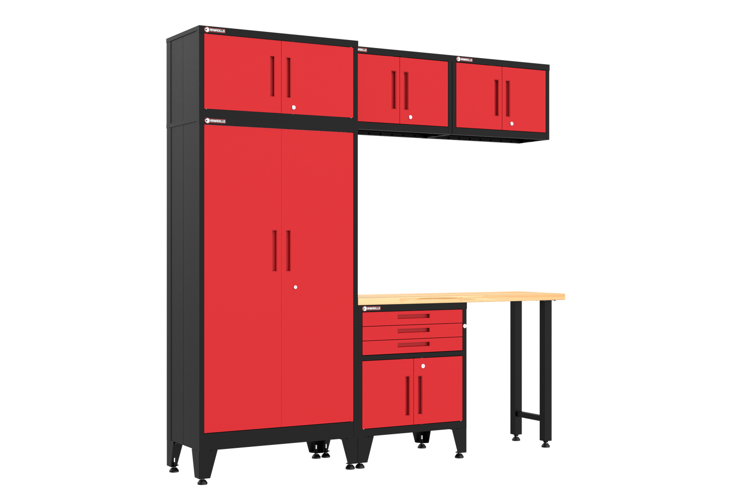 6-Piece Garage Cabinet Storage and Organization Set in Red