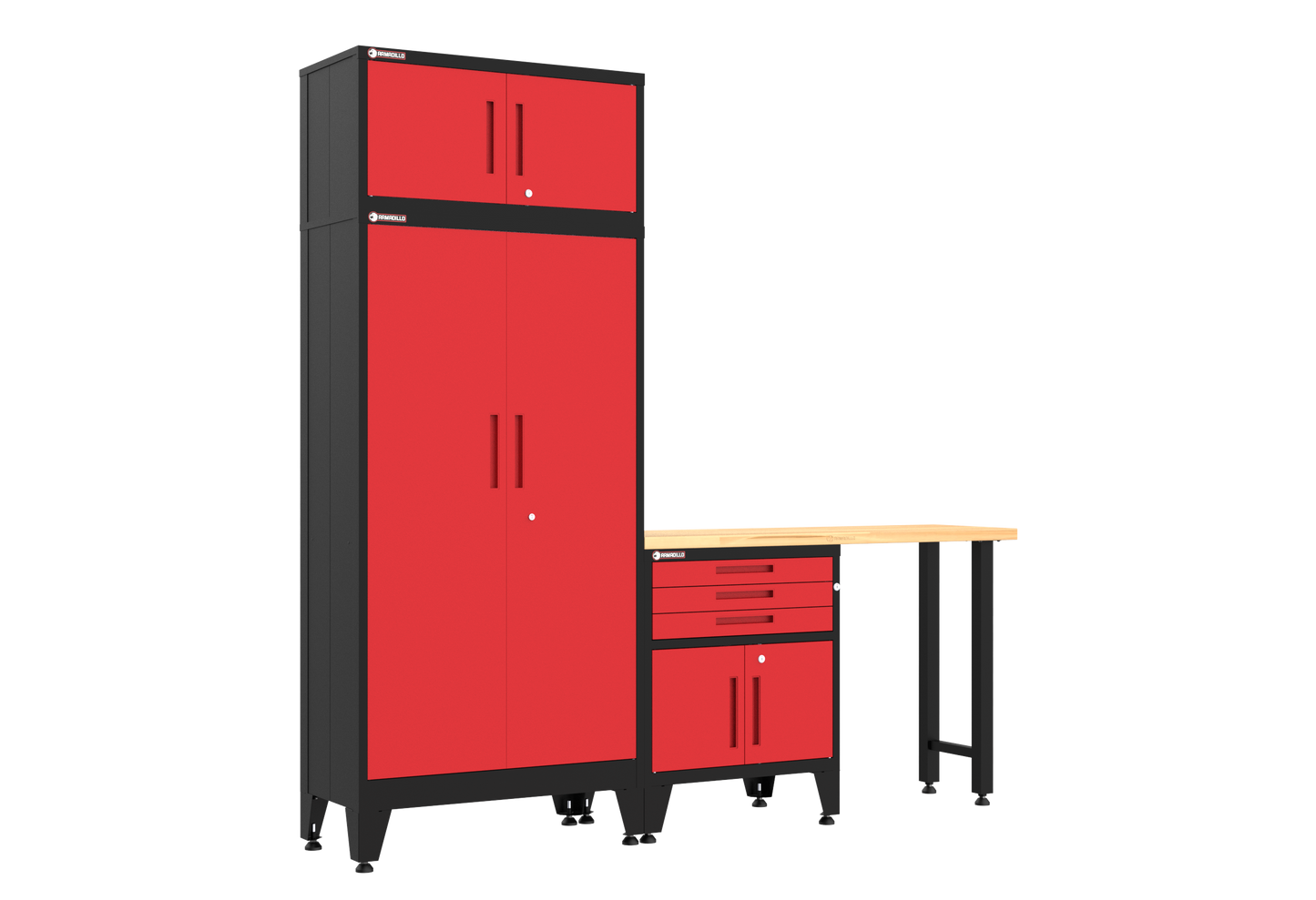 4-Piece Garage Cabinet Storage and Organization Set in Red