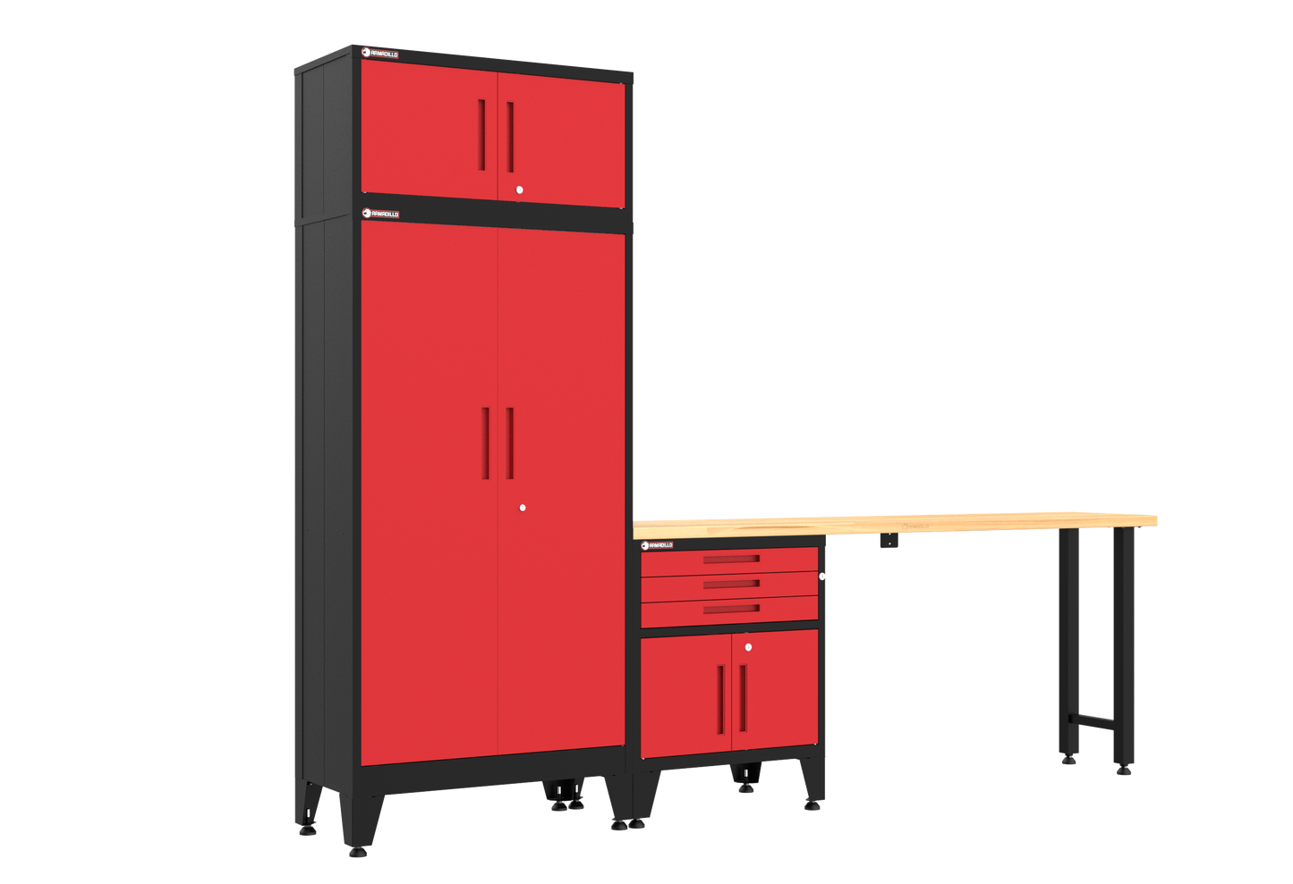 4-Piece Garage Cabinet Storage and Organization Set in Red