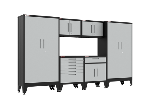 6-Piece Garage Cabinet Storage and Organization Set with Levelers in Grey