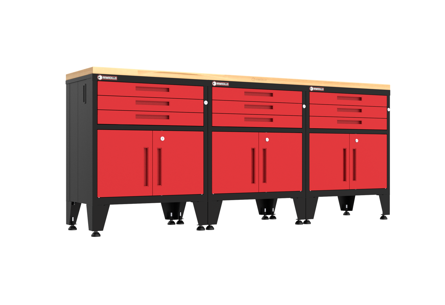 4-Piece Garage Cabinet Storage and Organization Set in Red