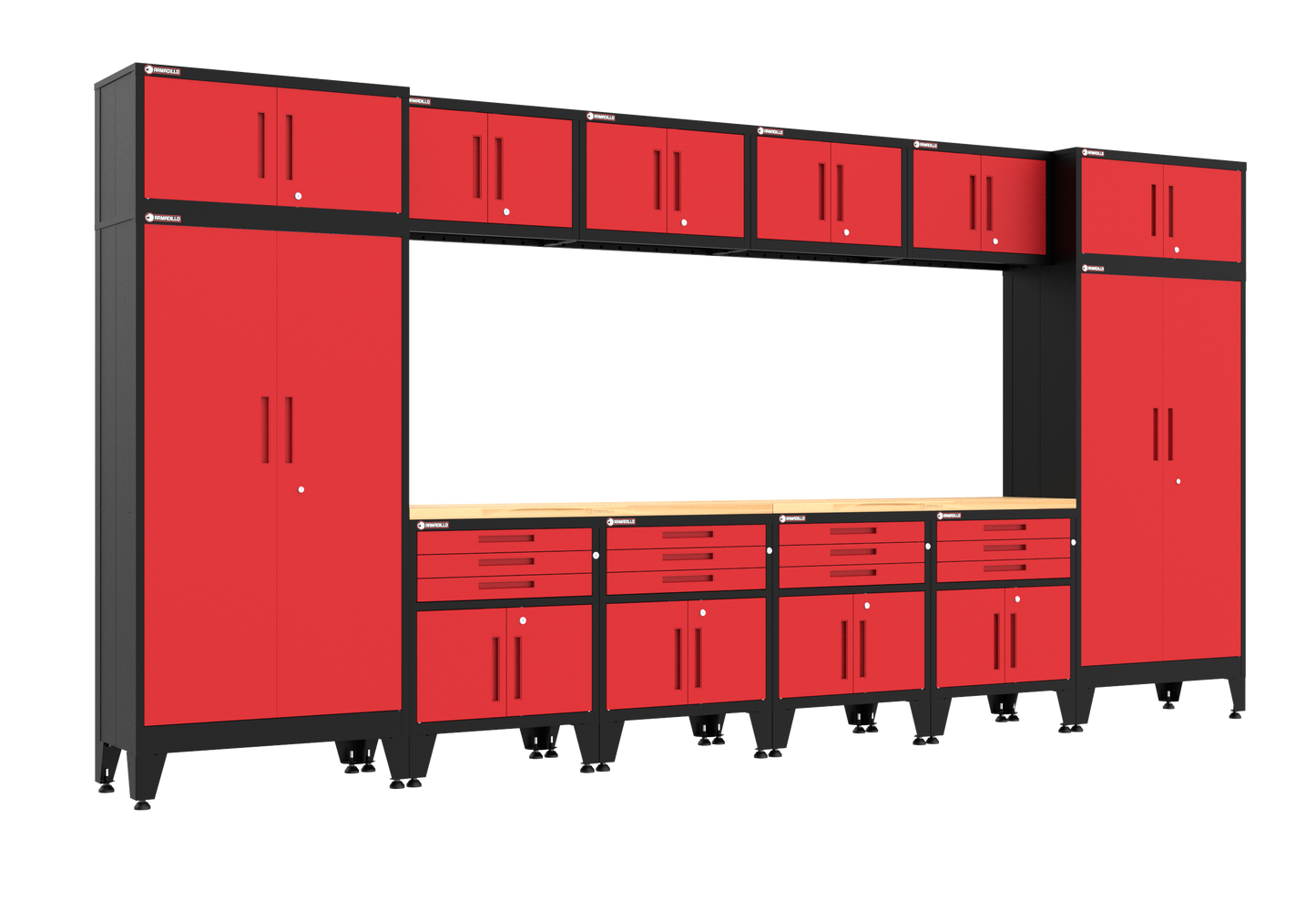 14-Piece Garage Cabinet Storage and Organization Set in Red
