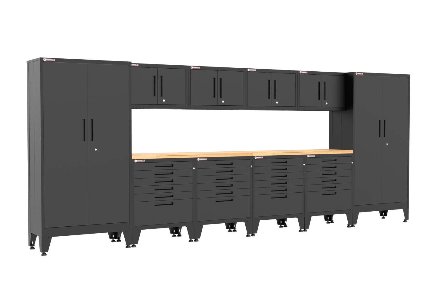 12-Piece Garage Cabinet Storage and Organization Set with Levelers in Black