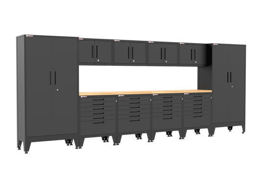 12-Piece Garage Cabinet Storage and Organization Set with Levelers in Black