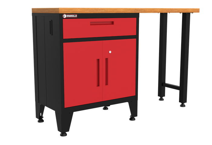2-Piece Garage Cabinet Storage and Organization Set with Levelers in Red