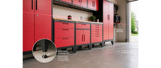 How to Level Garage Cabinets on a Sloped or Uneven Floor