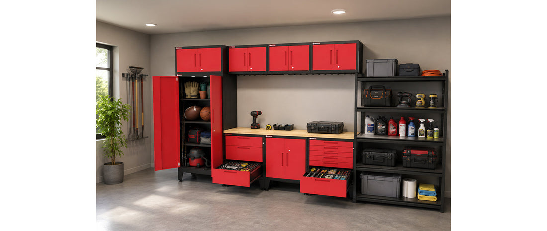 What to Store in Garage Cabinet Drawers vs. Shelves vs. Lockers