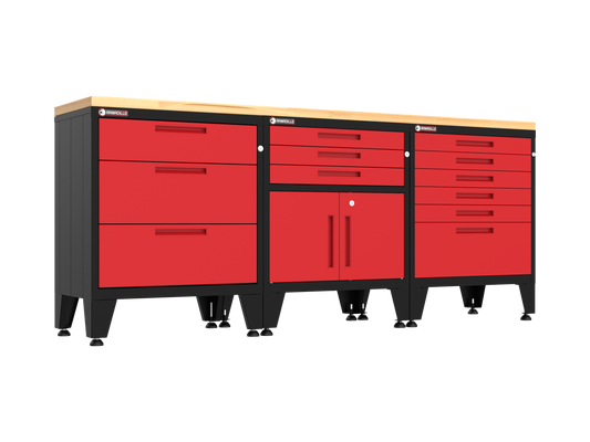 4-Piece Garage Cabinet Storage and Organization Set in Red