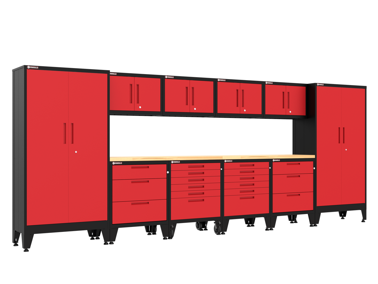 12-Piece Garage Cabinet Storage and Organization Set with Levelers in Red