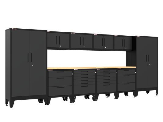12-Piece Garage Cabinet Storage and Organization Set with Levelers in Black