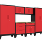 7-Piece Garage Cabinet Storage and Organization Set with Levelers in Red