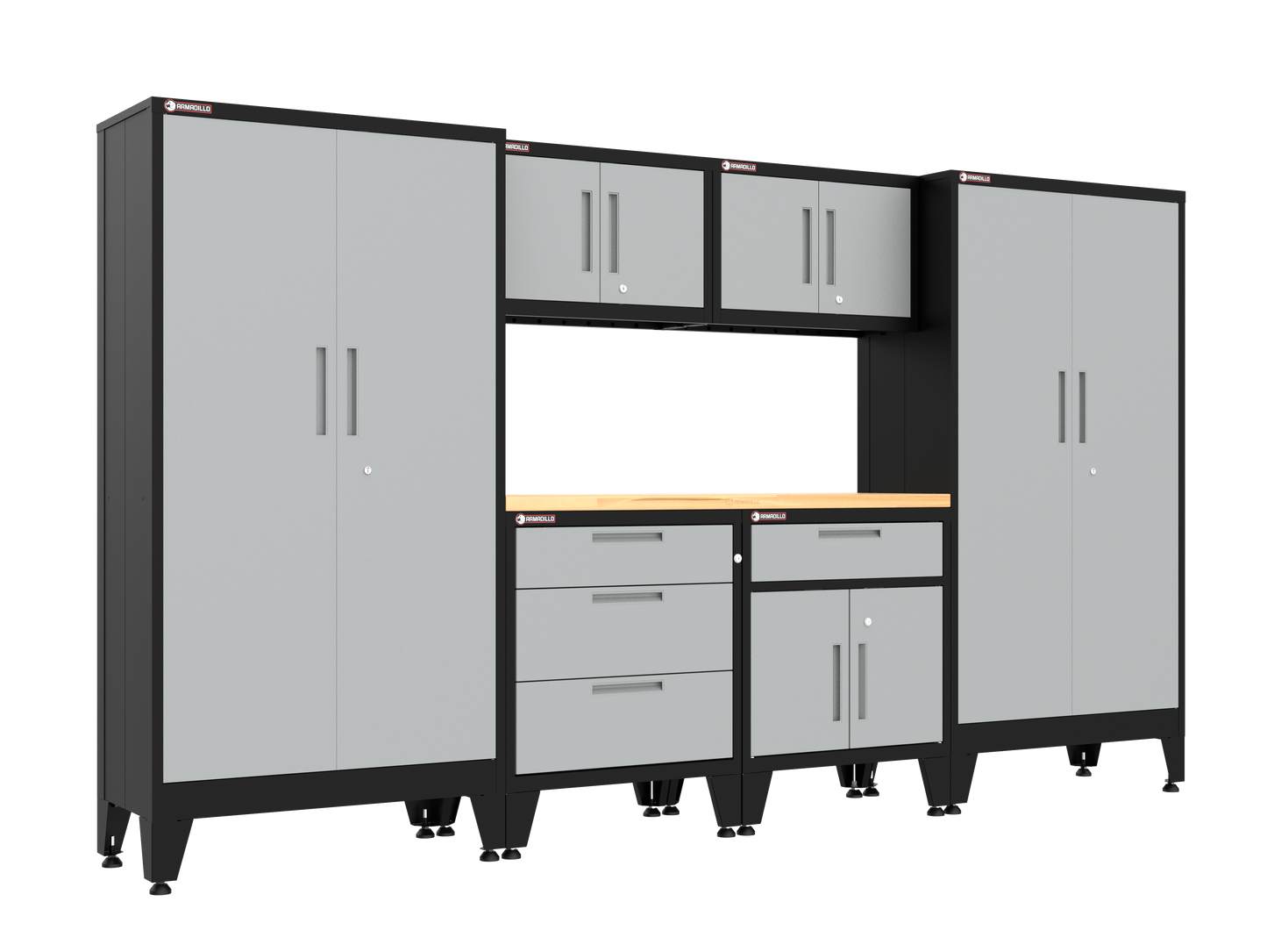 7-Piece Garage Cabinet Storage and Organization Set with Levelers in Gray