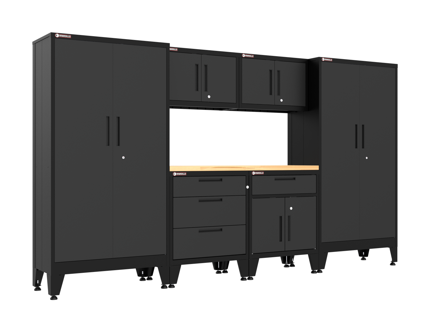7-Piece Garage Cabinet Storage and Organization Set with Levelers in Black