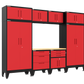 9-Piece Garage Cabinet Storage and Organization Set with Levelers in Red