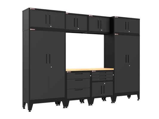 9-Piece Garage Cabinet Storage and Organization Set with Levelers in Black