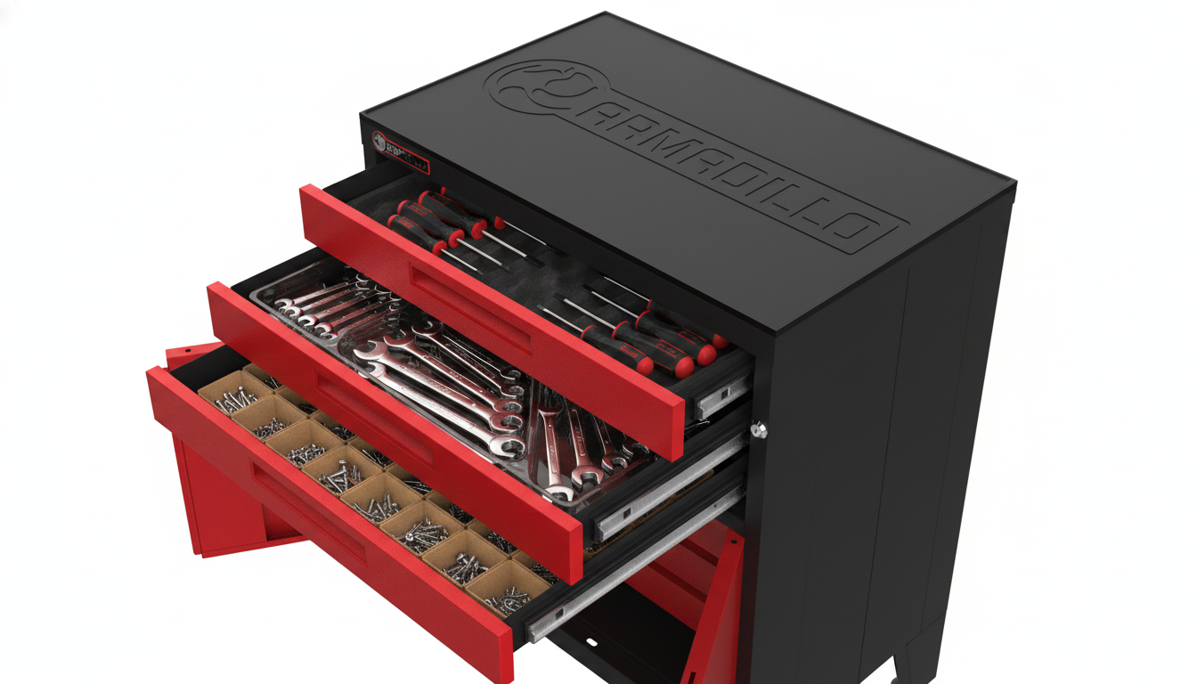 3-Drawer 2-Door Garage Storage Cabinet in Red