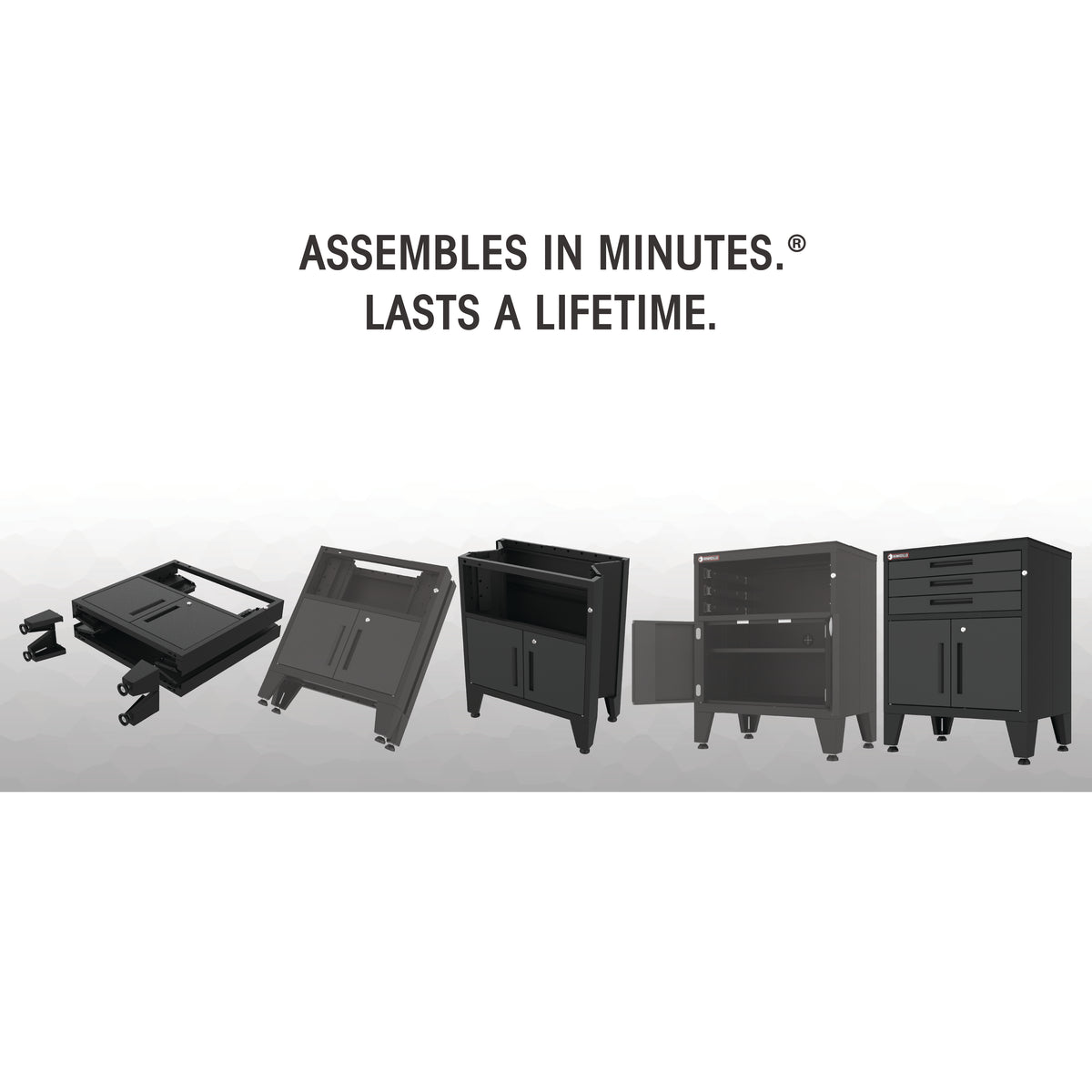 3-Drawer 2-Door Garage Storage Cabinet in Black