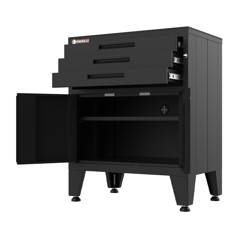 3-Drawer 2-Door Garage Storage Cabinet in Black