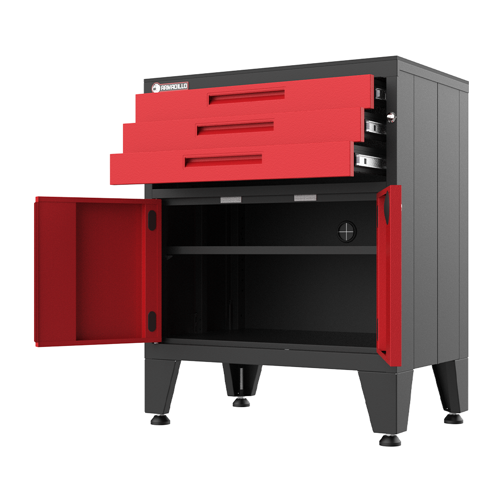 3-Drawer 2-Door Garage Storage Cabinet in Red